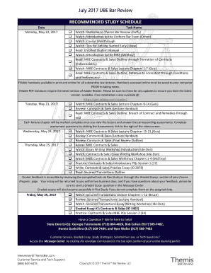 Bar Prep Schedule Template  Form