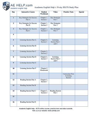 English Study Plan PDF  Form