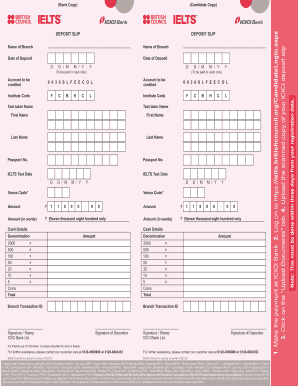 British Council Icici Challan Slip  Form