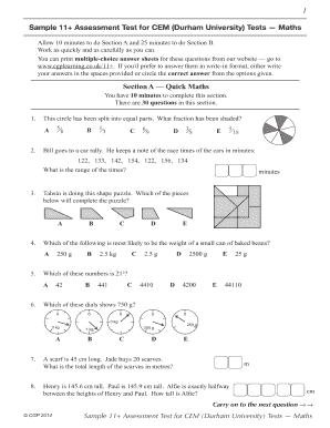 Durham University Cem Assessments  Form