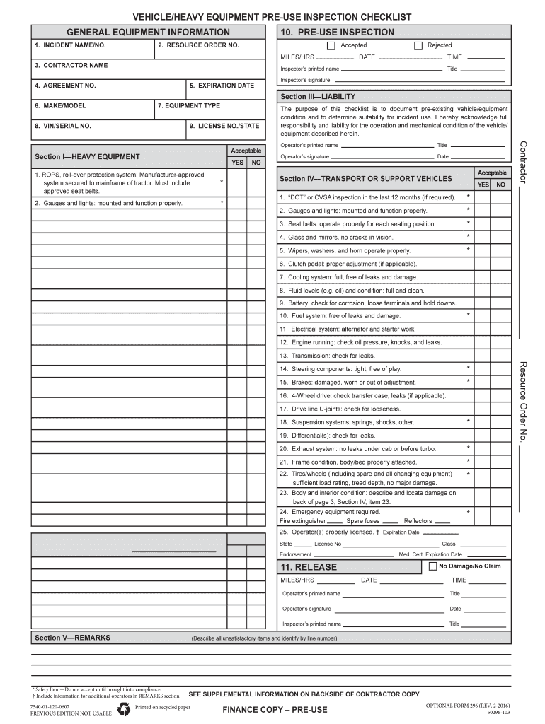 Get and Sign Equipment Inspection Form PDF