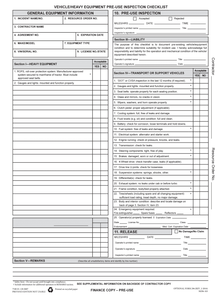 Equipment Inspection Form PDF