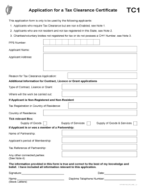 Clearance Certificate Form