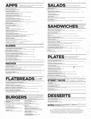 Bar Louie Menu  Form