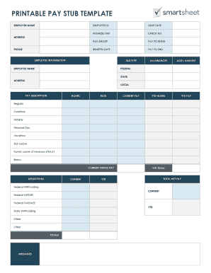 Pay Stub Templates Smartsheet  Form