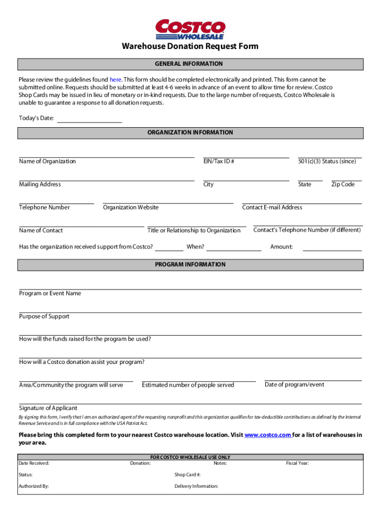 Donation Request Form Template