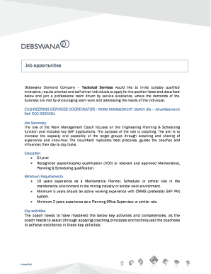 Debswana Job Registration  Form