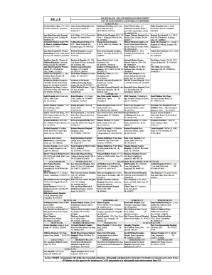 Igi Panel Hospital List  Form