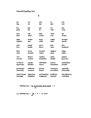 Schonell Spelling Test  Form