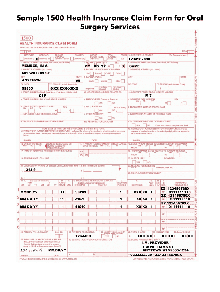 Health Insurance Claim Form Example