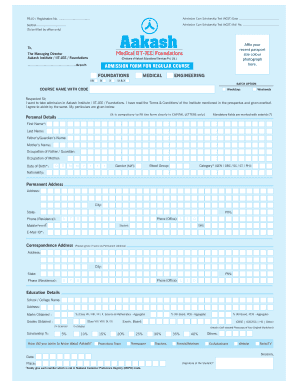 Medical ACST Admission Form Aakash