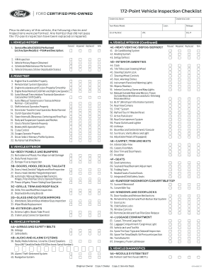 Vehicle Inspection Checklist  Form