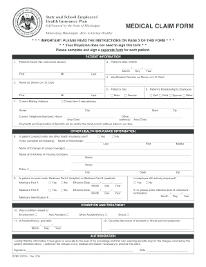 Fillable BCBS 13007 State Claim Form