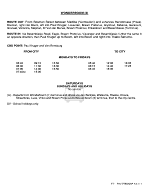 Wonderboom 3 Bus Timetable  Form