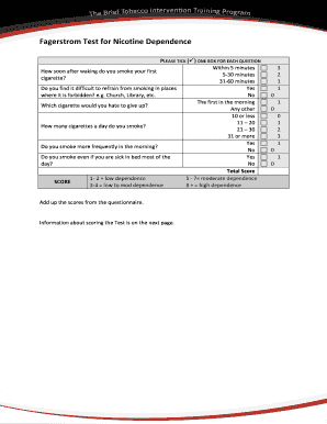 Fagerstrom Test for Nicotine Dependence  Form