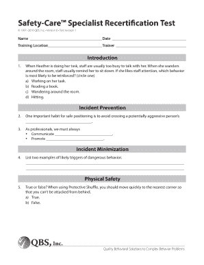 Safety Care Training Manual Answers  Form