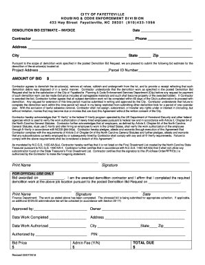 Demolition Invoice Template  Form