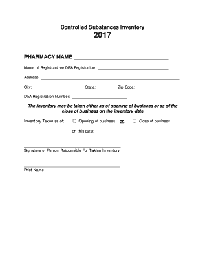 Controlled Substance Inventory Log  Form