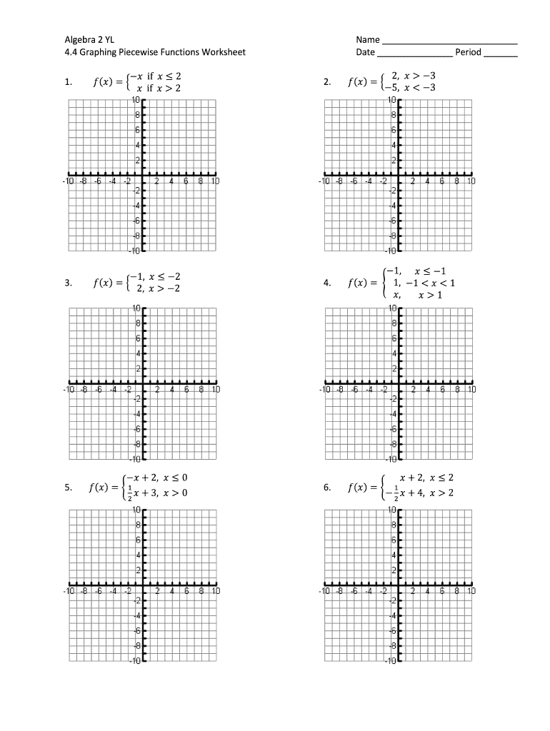 Graphing Piecewise Functions Worksheet with Answers PDF  Form