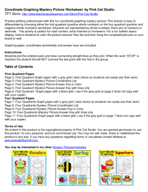 Printable Coordinate Graphing Pictures Worksheets PDF  Form