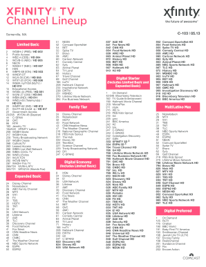Printable Comcast Channel Guide PDF  Form
