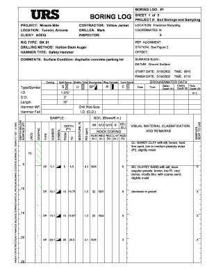 BORING LOG #1  Form