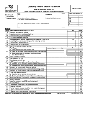 Form 720, Quarterly Federal Excise Tax ReturnInternal IRS