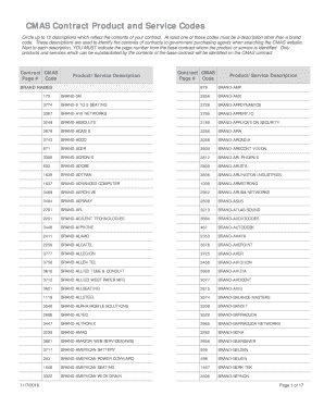 Cmas Product and Service Codes  Form