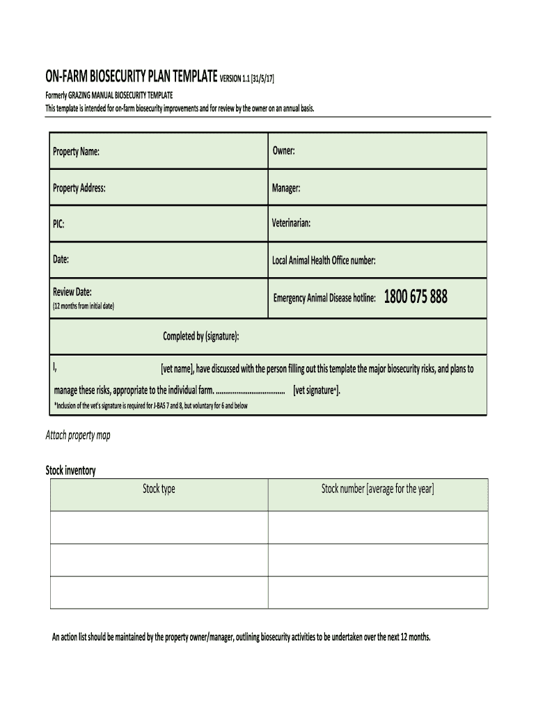 Biosecurity Template  Form