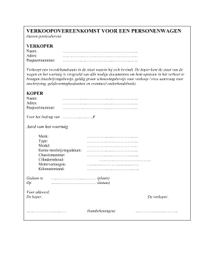 Punt Ideaal stil Verkoopovereenkomst Auto in Het Frans Form - Fill Out and Sign Printable  PDF Template | signNow