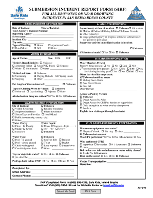 SUBMERSION INCIDENT REPORT FORM SIRF