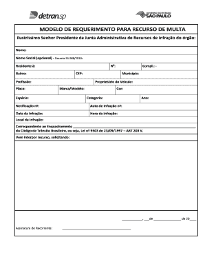  Modelo De Requerimento Para Recurso De Multa 2017-2024