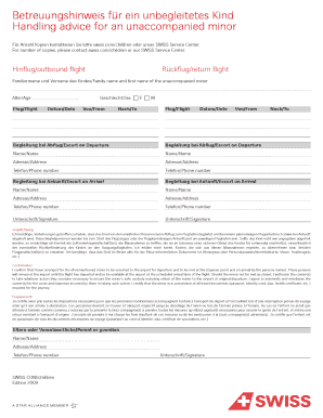 Handling Advice for an Unaccompanied Minor Swiss  Form