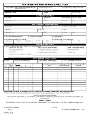 Nj Pip Post Service Appeal Form