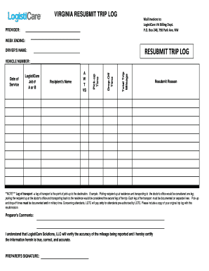 RESUBMIT TRIP LOG  Form