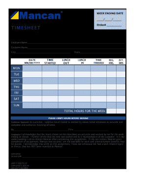 Mancan Timesheet  Form