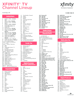 Printable Comcast Channel Guide  Form