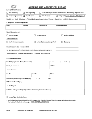 Antrag Auf Arbeitserlaubnis Formular PDF