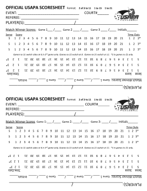 Usapa Score Sheet  Form