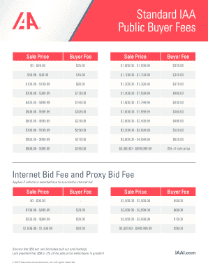 Iaai Fees  Form