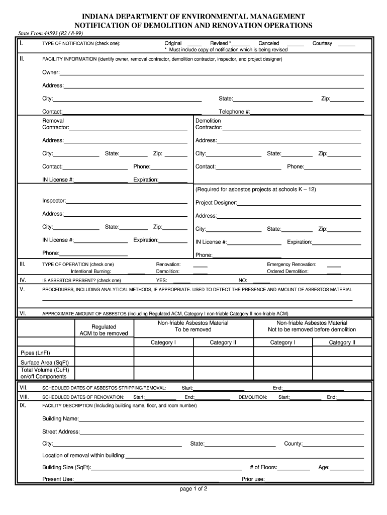 Get and Sign Indiana Notification Form 1999