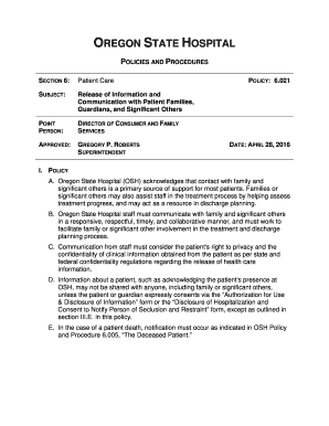 Oregon State Hospital Visitor Application  Form