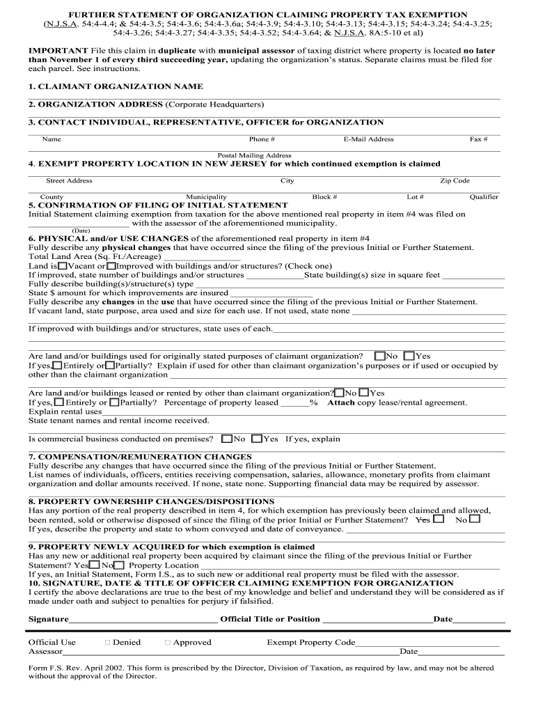 Further Statement Tax Exemption  Form