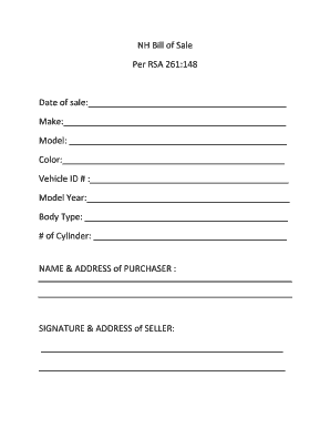 Nh Bill of Sale Template  Form