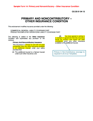 Primary and Noncontributory Endorsement Sample  Form