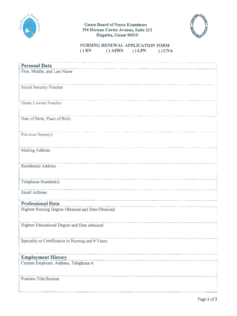 Guam Renewal Application  Form