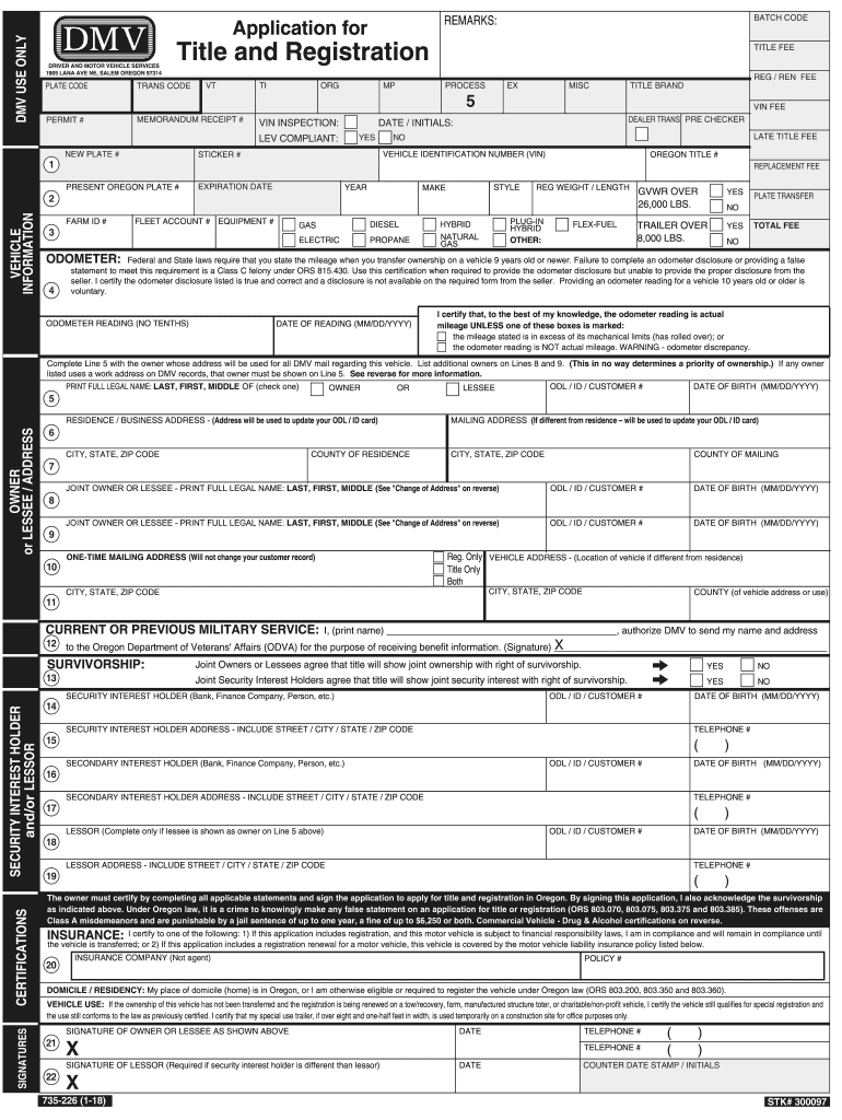  Application for Title and Registration 2015