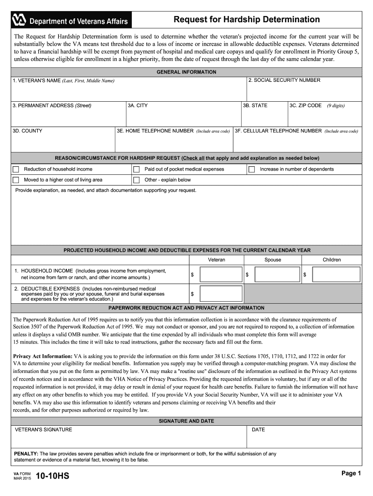 Get and Sign Va Form 10 10hs Fillable 2015-2022