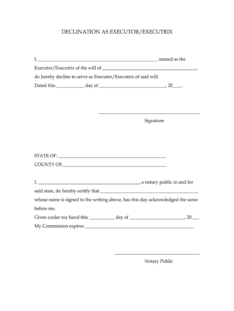 Declination Executor Form