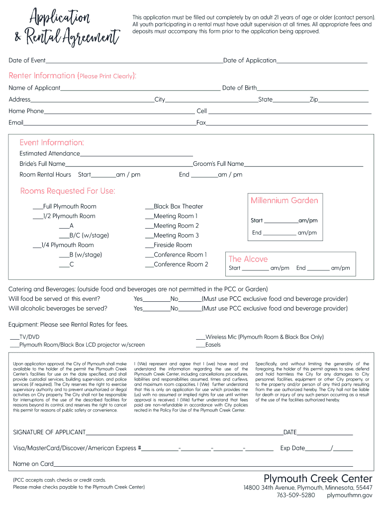 Wedding Rental Application  Form